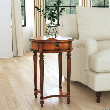 Butler Specialty Company - Jules 17.5 in. W Round Wood 1 Drawer End Table, Medium Brown - 2096011 view 6