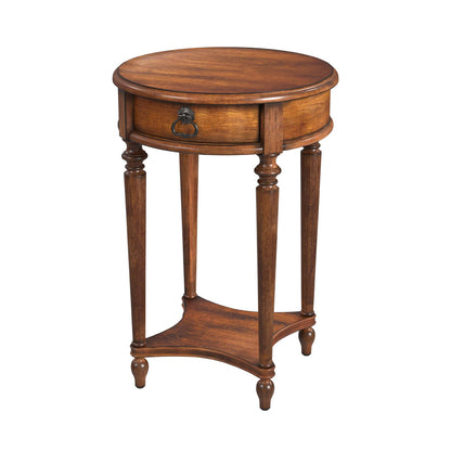 Butler Specialty Company - Jules 17.5 in. W Round Wood 1 Drawer End Table, Medium Brown - 2096011