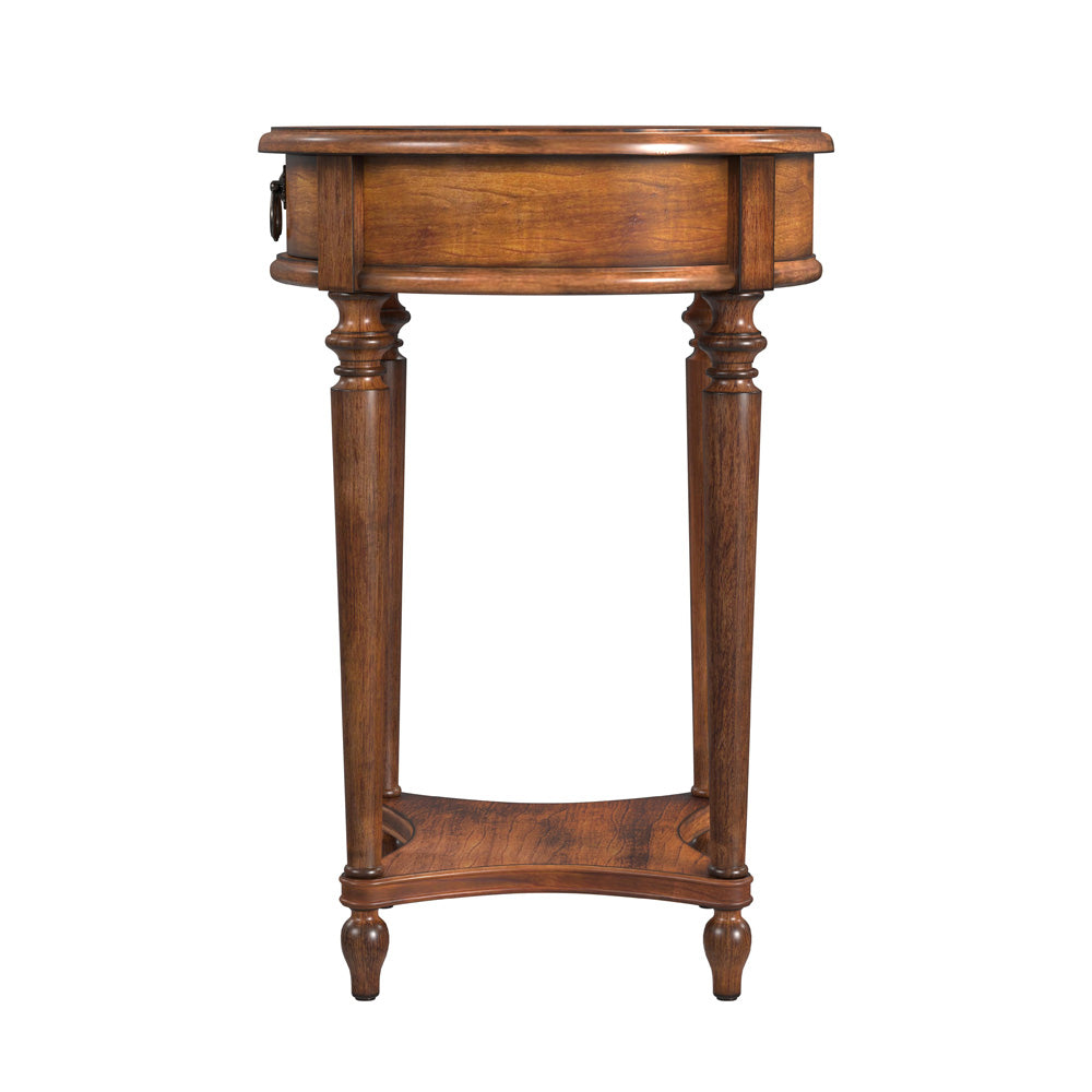 Butler Specialty Company - Jules 17.5 in. W Round Wood 1 Drawer End Table, Medium Brown - 2096011