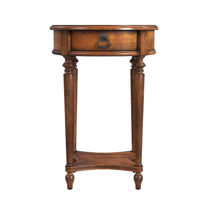 Butler Specialty Company - Jules 17.5 in. W Round Wood 1 Drawer End Table, Medium Brown - 2096011