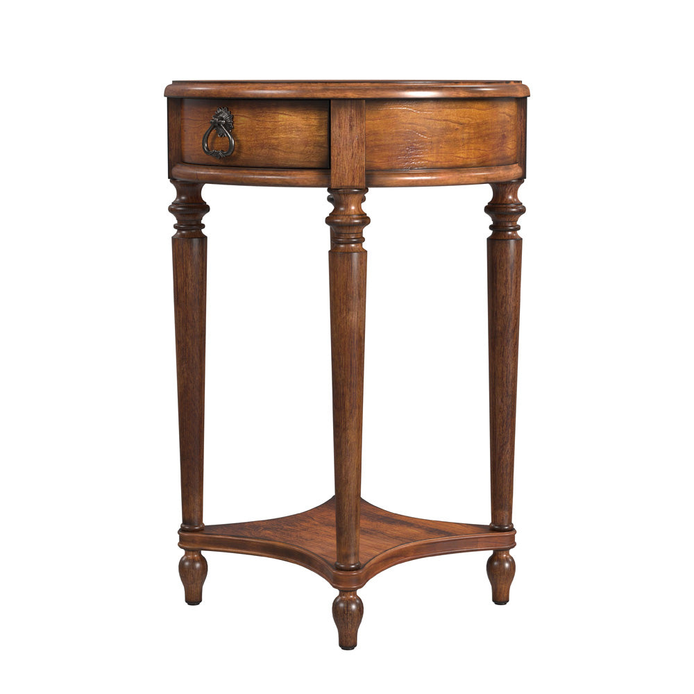 Butler Specialty Company - Jules 17.5 in. W Round Wood 1 Drawer End Table, Medium Brown - 2096011