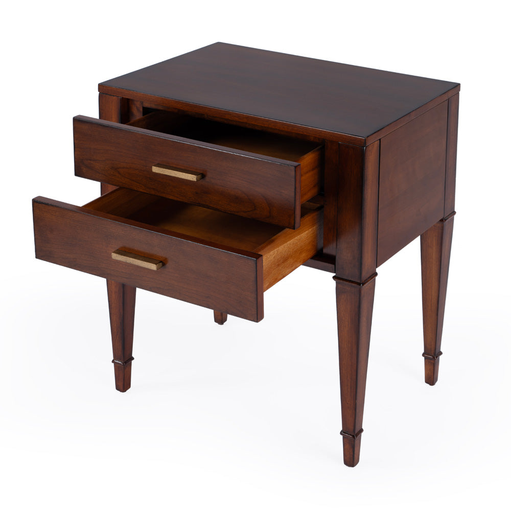 Butler Specialty Company - Kai 24 in. W Rectangular Wood 2 Drawer End Table, Medium Brown - 5713011