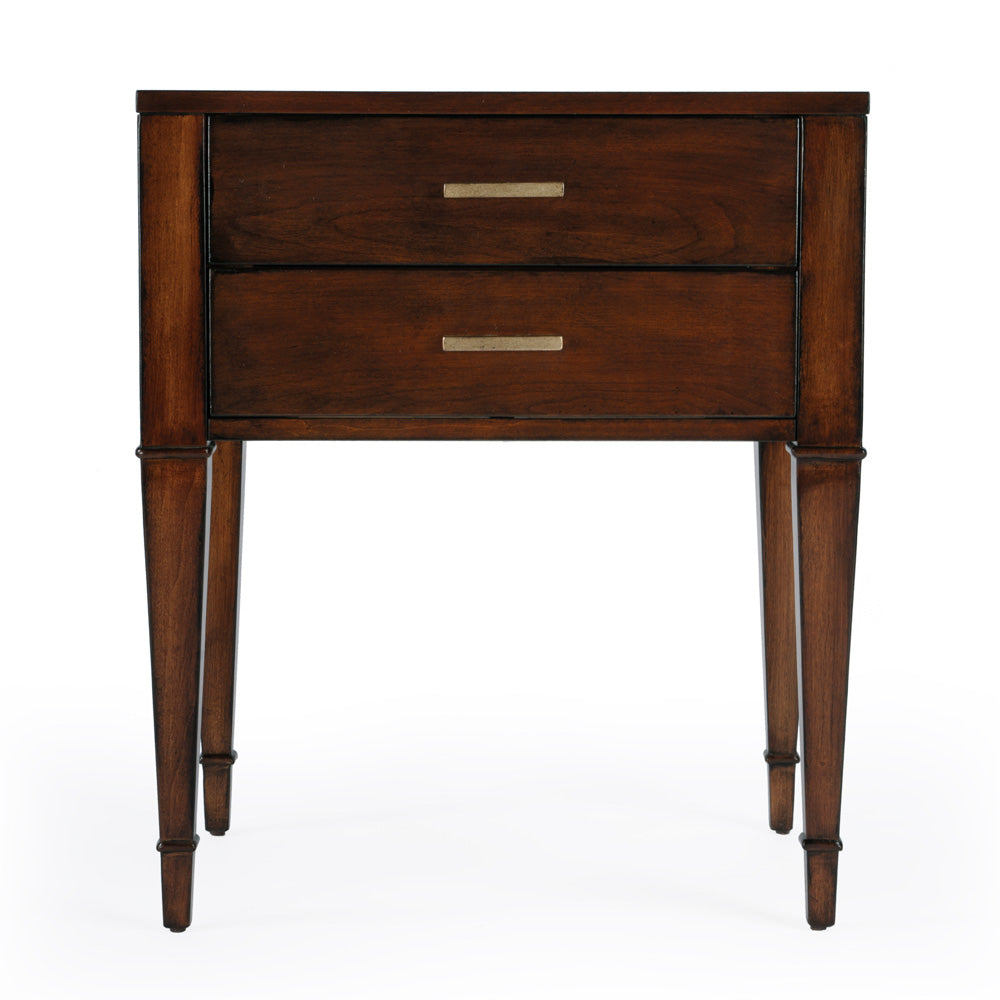 Butler Specialty Company - Kai 24 in. W Rectangular Wood 2 Drawer End Table, Medium Brown - 5713011