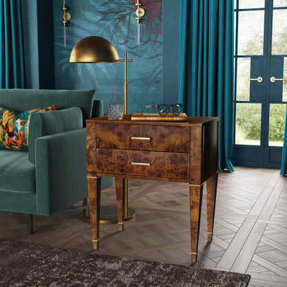 Butler Specialty Company - Kai 24 in. W Rectangular Wood 2 Drawer End Table, Light Brown - 5713442