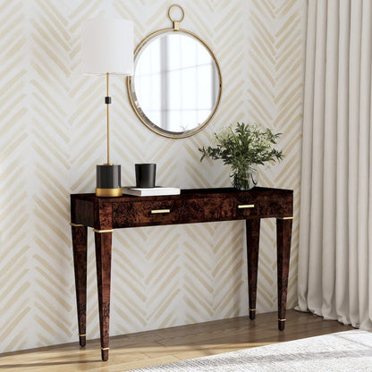 Butler Specialty Company - Kai 45 in. W Rectangular Burl Wood 2 Drawer Console Table, Dark Brown - 5714446 view 6