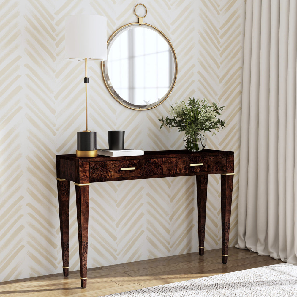 Butler Specialty Company - Kai 45 in. W Rectangular Burl Wood 2 Drawer Console Table, Dark Brown - 5714446