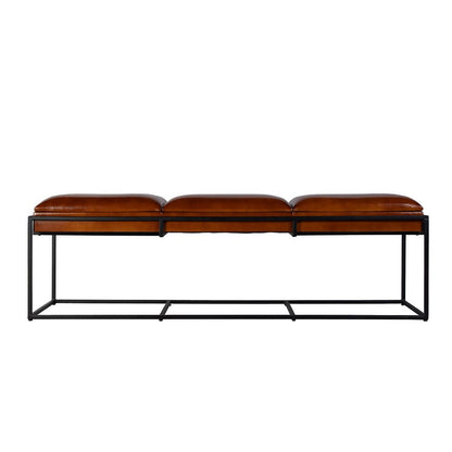 Butler Specialty Company - Kane 62 in. W Rectangular Leather and Iron Accent Bench, Brown, Black - 5975344 View 2