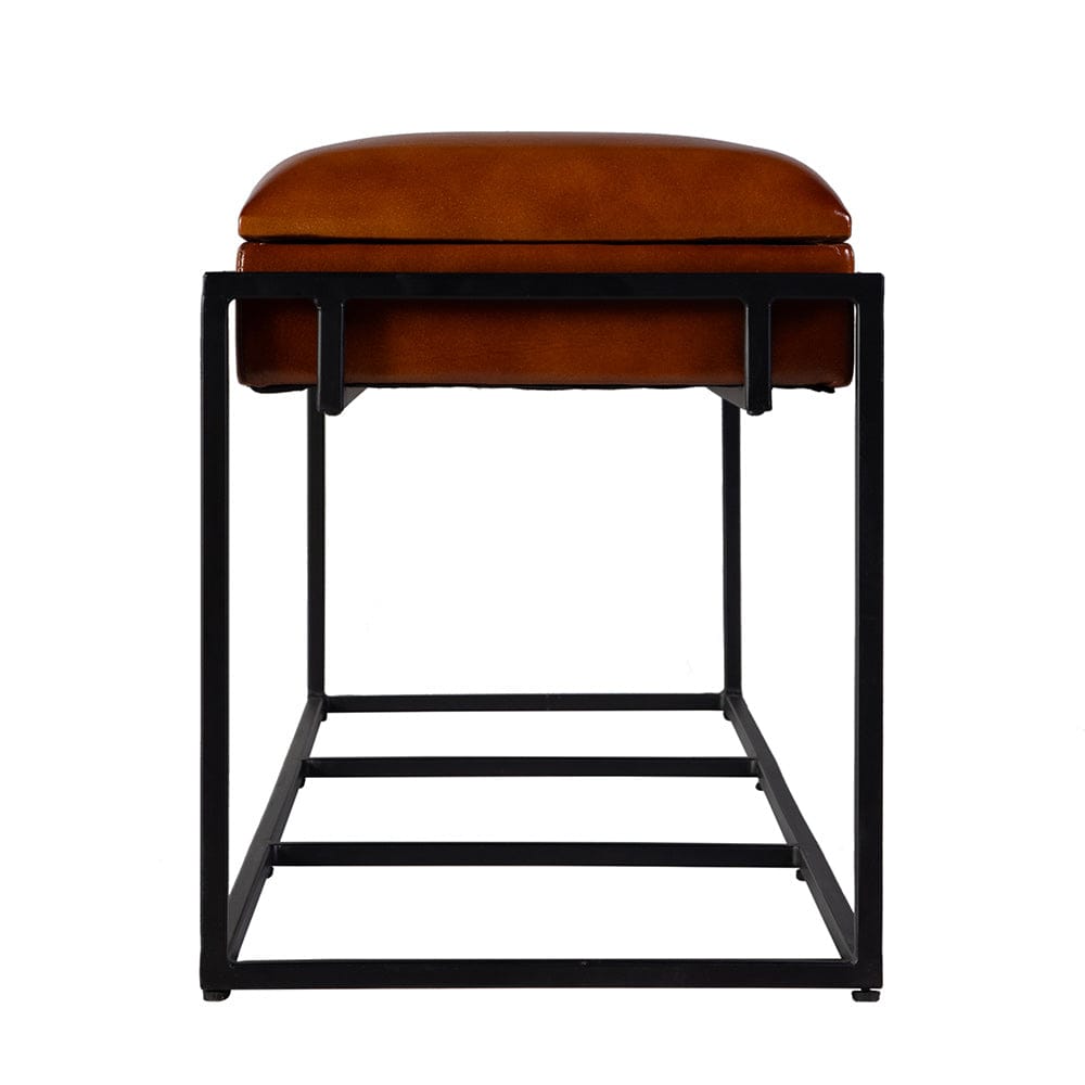 Butler Specialty Company - Kane 62 in. W Rectangular Leather and Iron Accent Bench, Brown, Black - 5975344 View 3