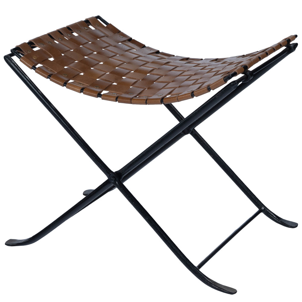 Butler Specialty Company - Karma Woven Leather Stool, Medium Brown - 5448344 view 2