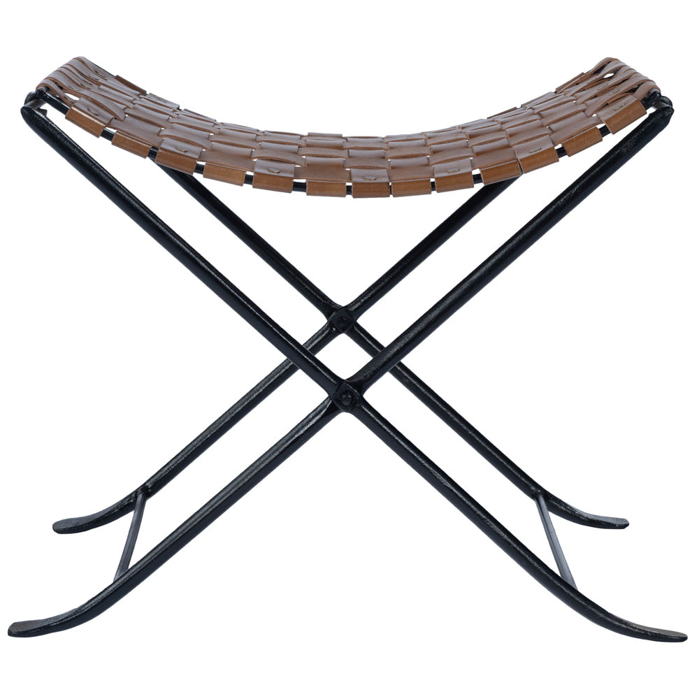 Butler Specialty Company - Karma Woven Leather Stool, Medium Brown - 5448344 view 3