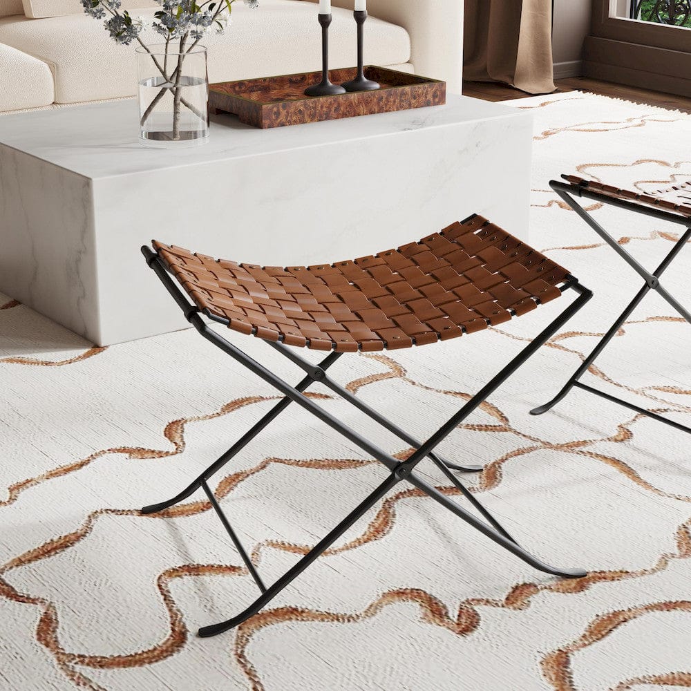 Butler Specialty Company - Karma Woven Leather Stool, Medium Brown - 5448344 view 7