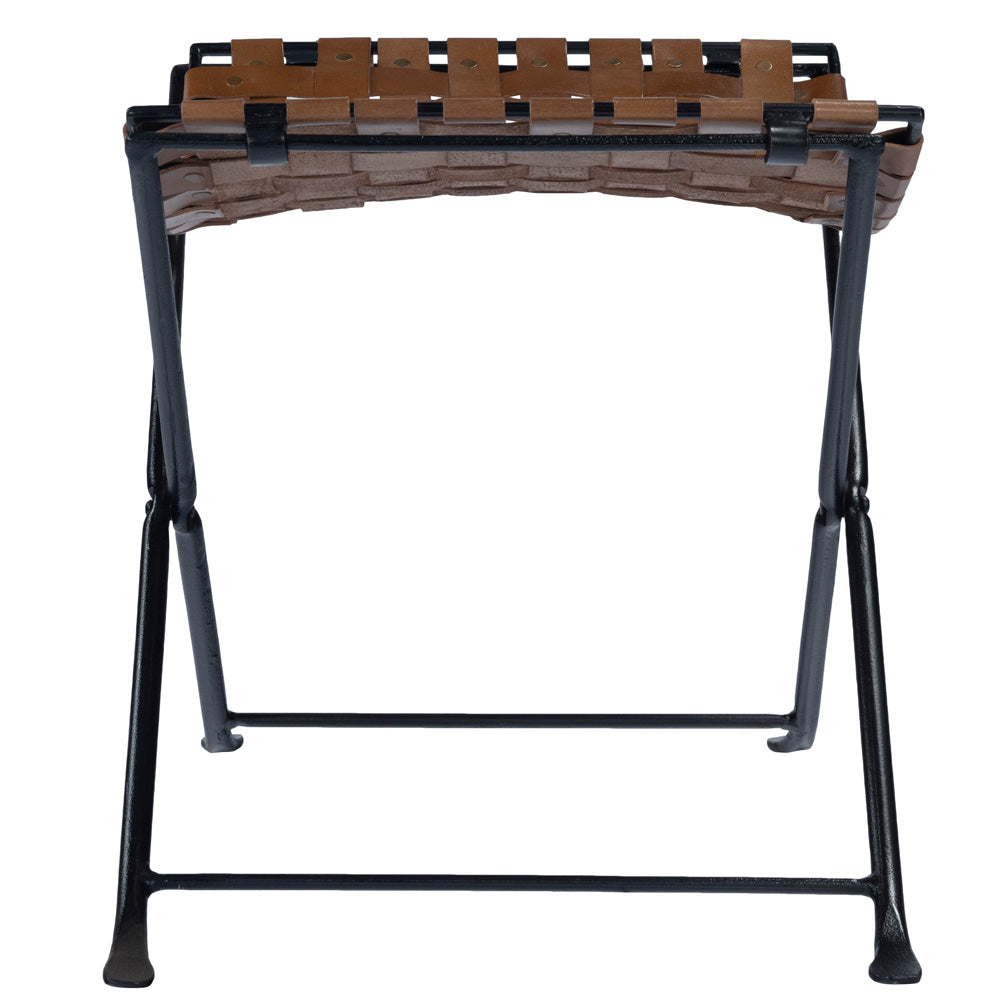 Butler Specialty Company - Karma Woven Leather Stool, Medium Brown - 5448344