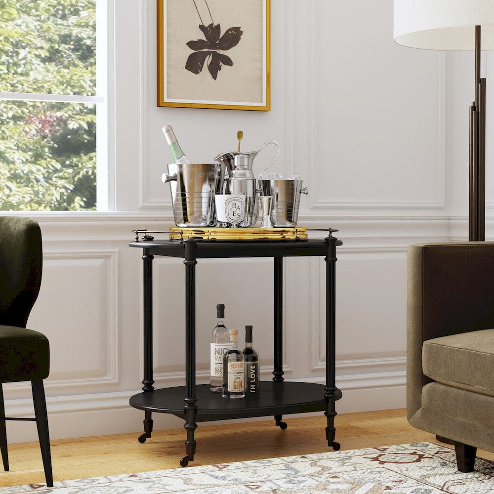 Butler Specialty Company - Kathleen 31 in. W Oval Wood 2 Tier Bar Cart, Medium Black - 1690111 view 5
