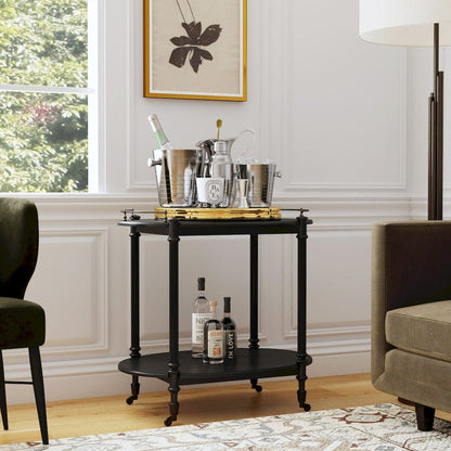 Butler Specialty Company - Kathleen 31 in. W Oval Wood 2 Tier Bar Cart, Medium Black - 1690111 view 5