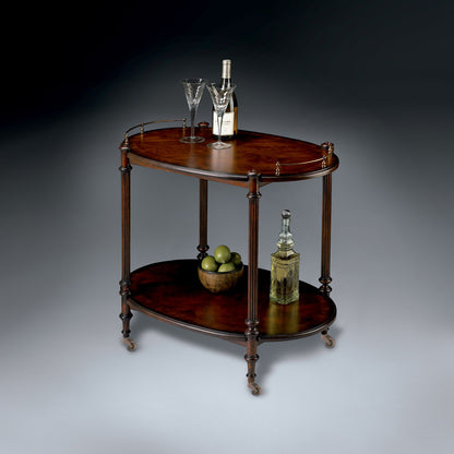 Butler Specialty Company - Kathleen 31 in. W Oval Wood 2 Tier Bar Cart, Dark Brown - 1690024