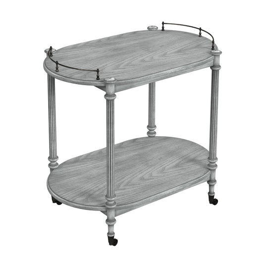 Butler Specialty Company - Kathleen 31 in. W Oval Wood 2 Tier Bar Cart, Gray - 1690418_CLOSEOUT