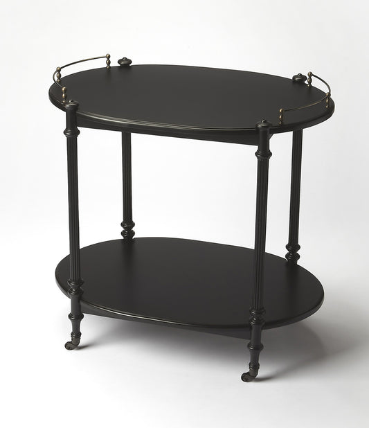 Butler Specialty Company - Kathleen 31 in. W Oval Wood 2 Tier Bar Cart, Medium Black - 1690111