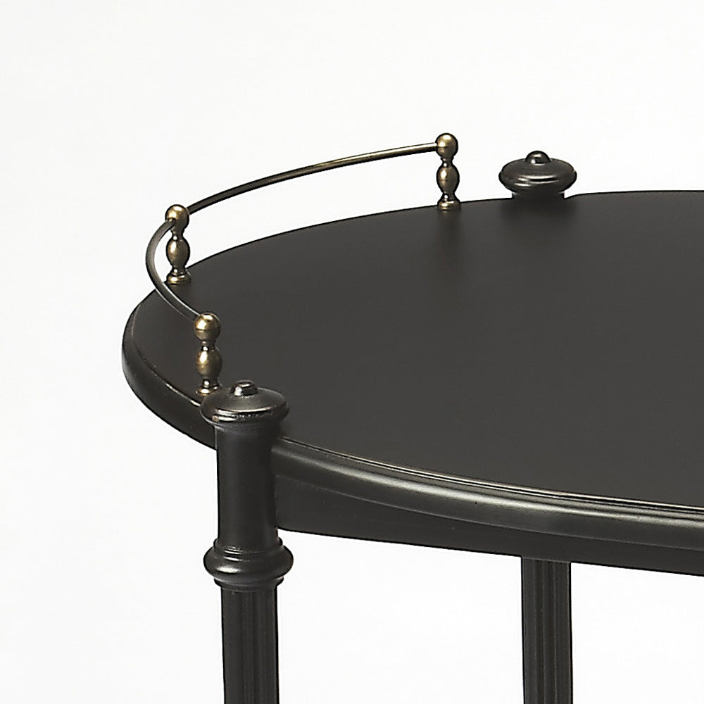 Butler Specialty Company - Kathleen 31 in. W Oval Wood 2 Tier Bar Cart, Medium Black - 1690111