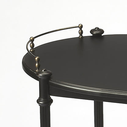 Butler Specialty Company - Kathleen 31 in. W Oval Wood 2 Tier Bar Cart, Medium Black - 1690111