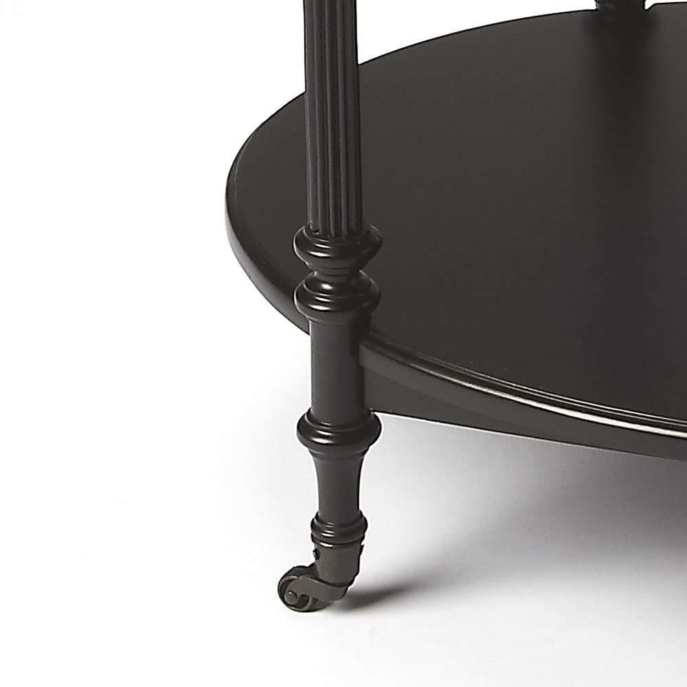 Butler Specialty Company - Kathleen 31 in. W Oval Wood 2 Tier Bar Cart, Medium Black - 1690111