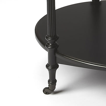 Butler Specialty Company - Kathleen 31 in. W Oval Wood 2 Tier Bar Cart, Medium Black - 1690111