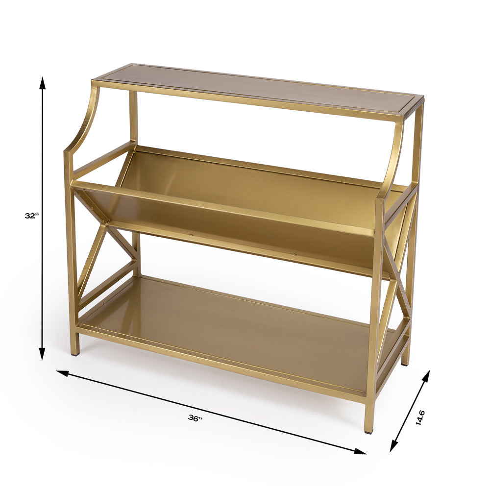 Butler Specialty Company - Keats 36 in. W Metal Library 2 Tier Bookcase, Gold - 6112330
