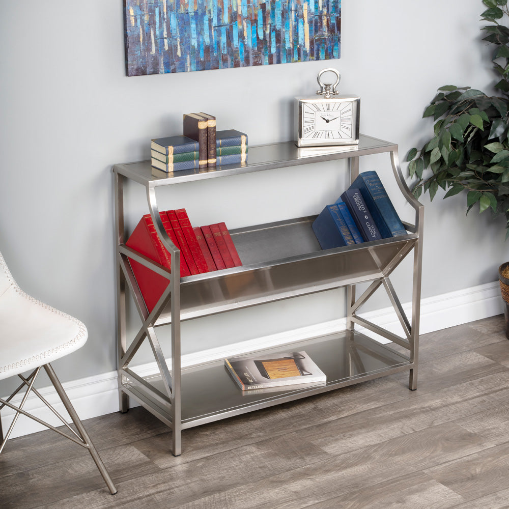 Butler Specialty Company - Keats 36 in. W Metal Library 2 Tier Bookcase, Silver - 6112220