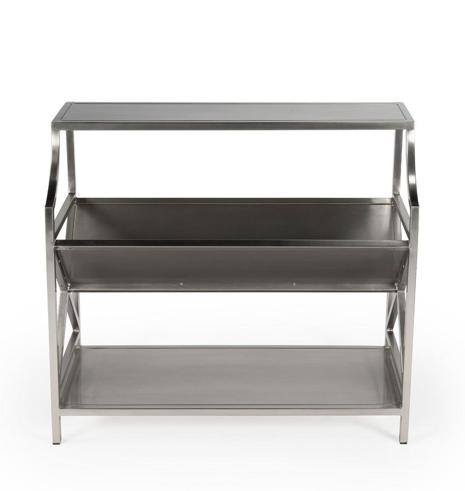 Butler Specialty Company - Keats 36 in. W Metal Library 2 Tier Bookcase, Silver - 6112220