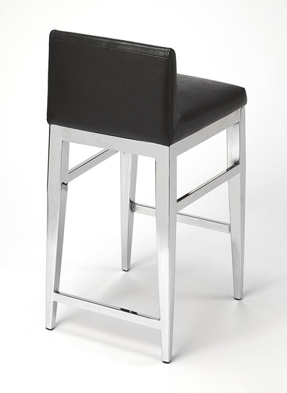 Butler Specialty Company - Kelsey Stainless Steel Faux Leather 25"Counter Stool, Black - 5324034_CLOSEOUT