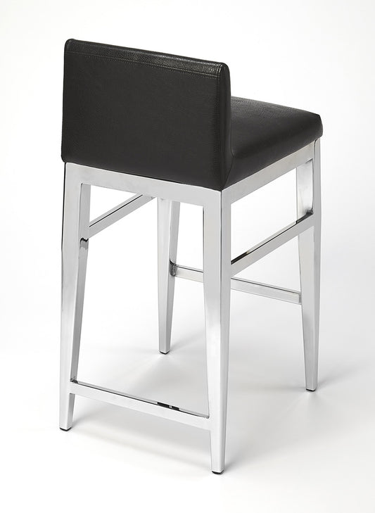 Butler Specialty Company - Kelsey Stainless Steel Faux Leather 25"Counter Stool, Black - 5324034_CLOSEOUT
