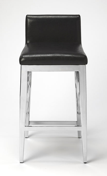 Butler Specialty Company - Kelsey Stainless Steel Faux Leather 25"Counter Stool, Black - 5324034_CLOSEOUT