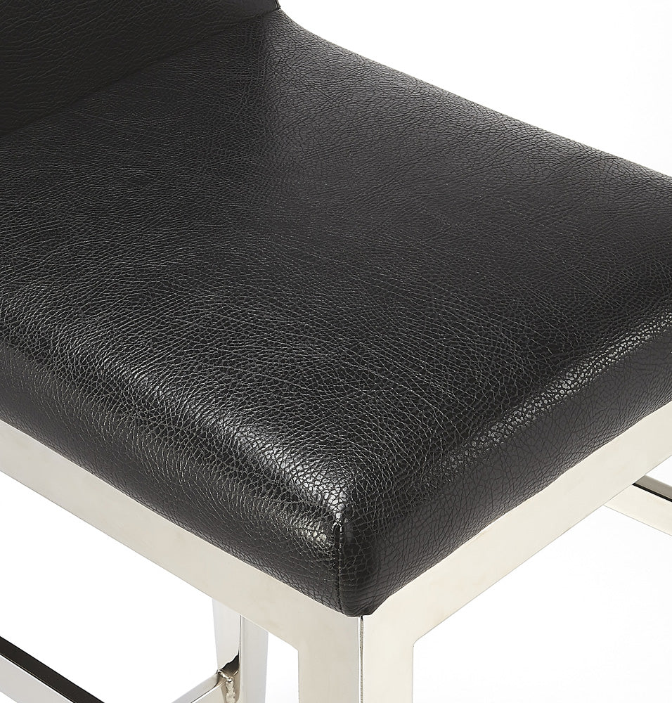 Butler Specialty Company - Kelsey Stainless Steel Faux Leather 25"Counter Stool, Black - 5324034_CLOSEOUT