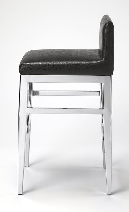 Butler Specialty Company - Kelsey Stainless Steel Faux Leather 25"Counter Stool, Black - 5324034_CLOSEOUT