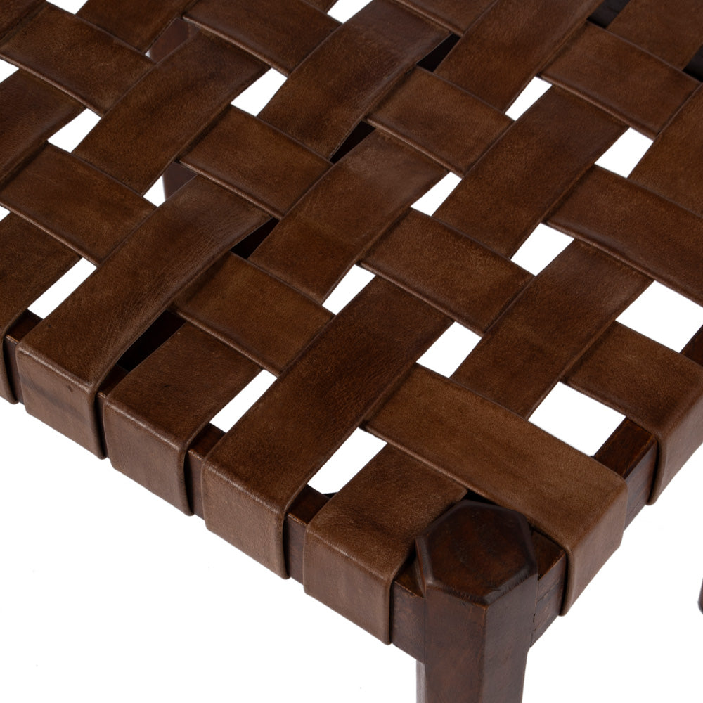 Butler Specialty Company - Kerry 18 in. Seat Height Rectangular Wood Leather Woven Stool, Dark Brown - 5687140