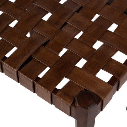 Butler Specialty Company - Kerry 18 in. Seat Height Rectangular Wood Leather Woven Stool, Dark Brown - 5687140