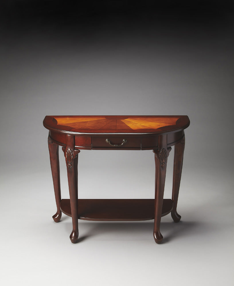 Butler Specialty Company - Kimball 36 in. W Demilune Wood 1 Drawer Console Table, Dark Brown - 653024