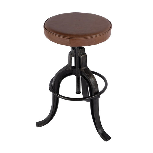 Butler Specialty Company - Knight 22 in. - 29 in. Adjustable Height Leather and Iron Bar Stool, Brown - 5882344 View 1