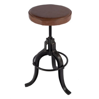 Butler Specialty Company - Knight 22 in. - 29 in. Adjustable Height Leather and Iron Bar Stool, Brown - 5882344 View 2