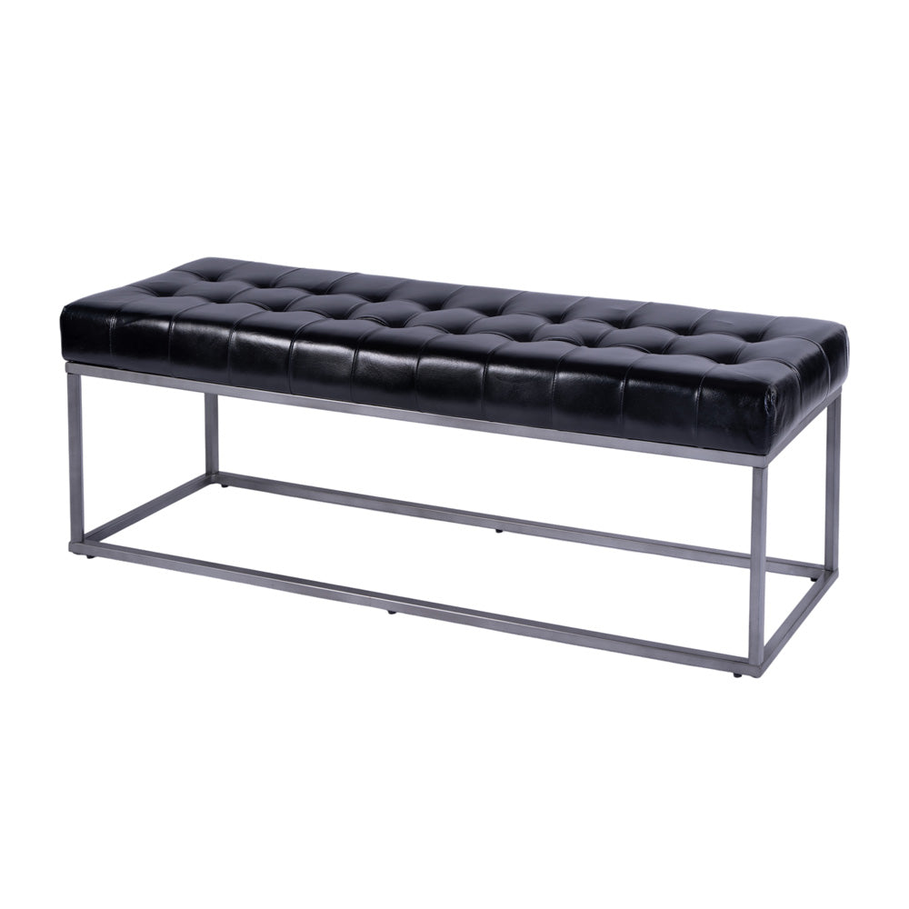 Butler Specialty Company - Knox 54 in. W Rectangular Leather and Iron Accent Bench, Black - 5976034 view 1