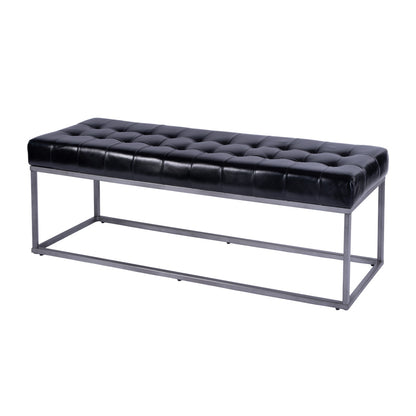 Butler Specialty Company - Knox 54 in. W Rectangular Leather and Iron Accent Bench, Black - 5976034 view 1