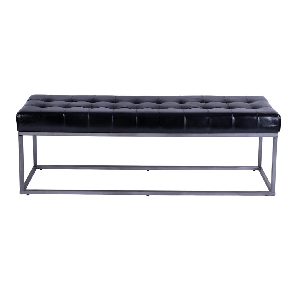 Butler Specialty Company - Knox 54 in. W Rectangular Leather and Iron Accent Bench, Black - 5976034 view 3