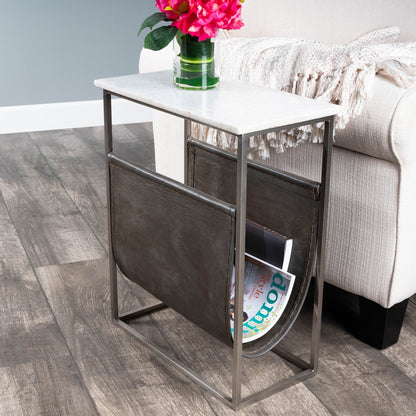 Butler Specialty Company - Koler Marble & Leather Magazine Table, Off-White - 5450389