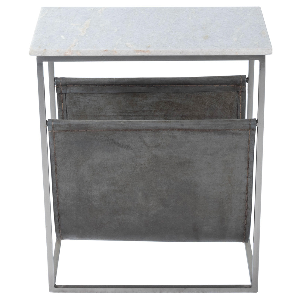 Butler Specialty Company - Koler Marble & Leather Magazine Table, Off-White - 5450389