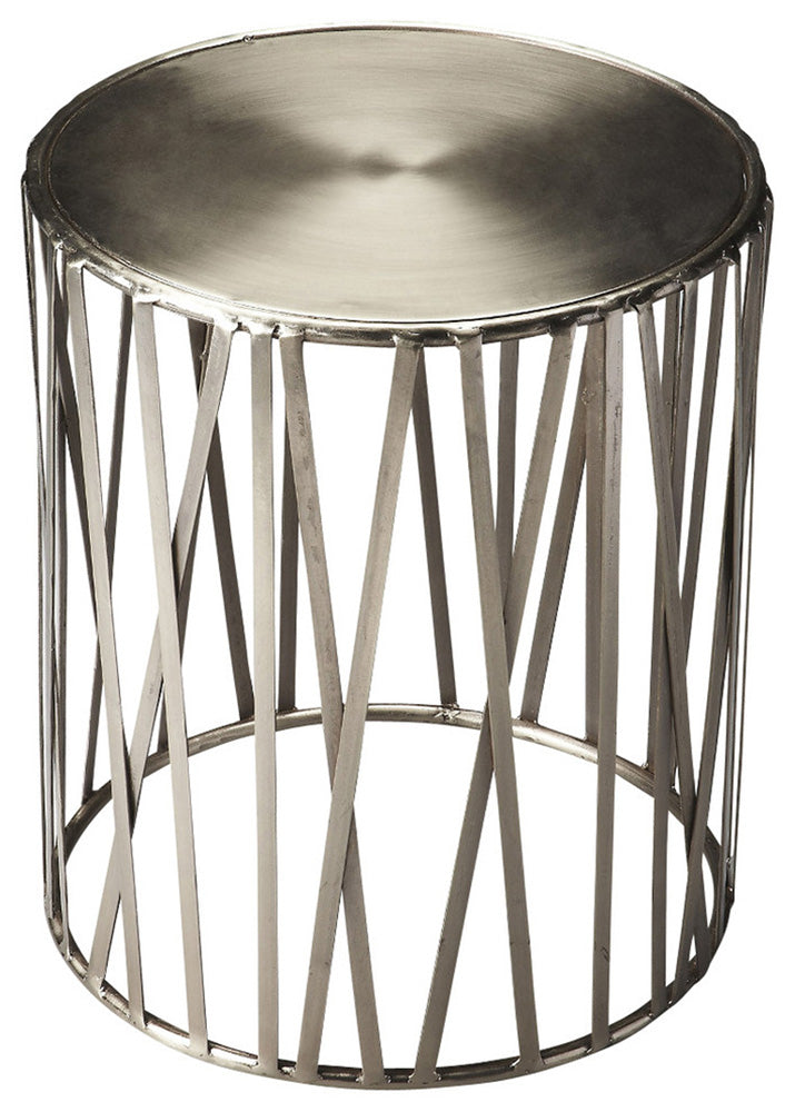 Butler Specialty Company - Kruse 15.5 in. W Round Iron Drum Side Table, Silver - 3325025