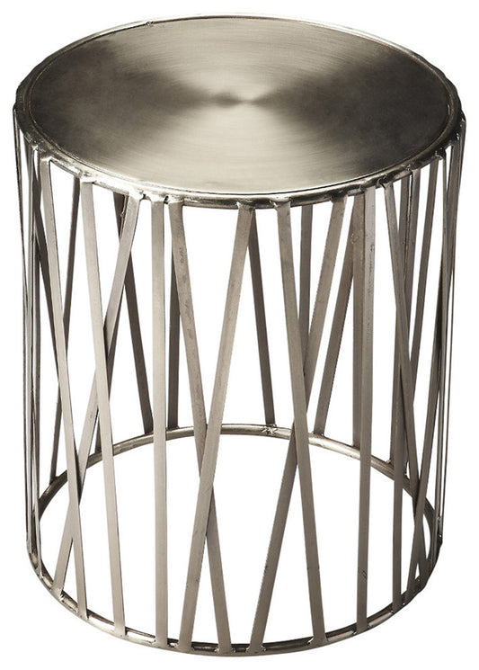 Butler Specialty Company - Kruse 15.5 in. W Round Iron Drum Side Table, Silver - 3325025