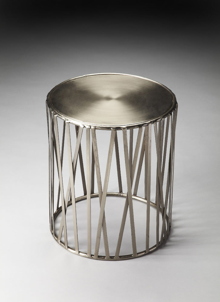 Butler Specialty Company - Kruse 15.5 in. W Round Iron Drum Side Table, Silver - 3325025