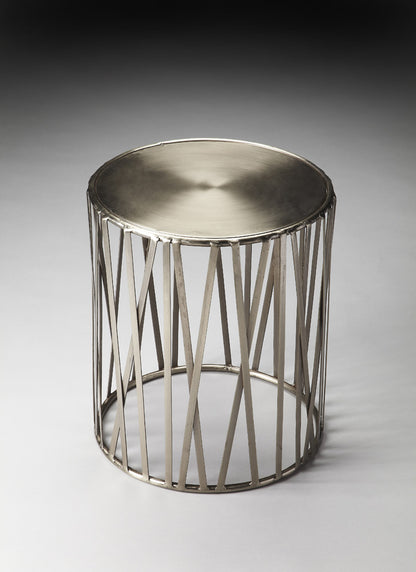 Butler Specialty Company - Kruse 15.5 in. W Round Iron Drum Side Table, Silver - 3325025