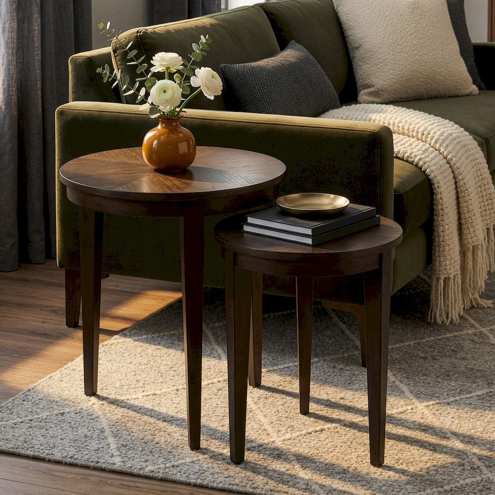 Butler Specialty Company - Lacey Round Set of 2 Wood Nesting Tables, Dark Brown - 2249275 view 4