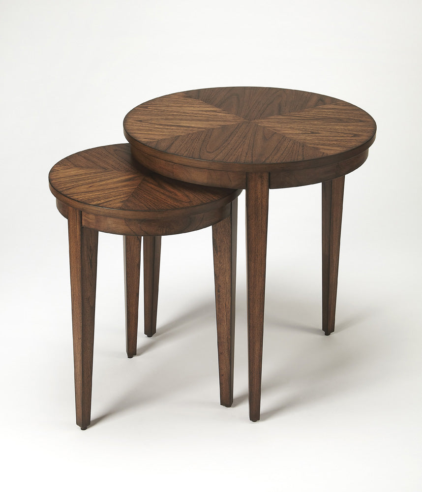 Butler Specialty Company - Lacey Round Set of 2 Wood Nesting Tables, Dark Brown - 2249275