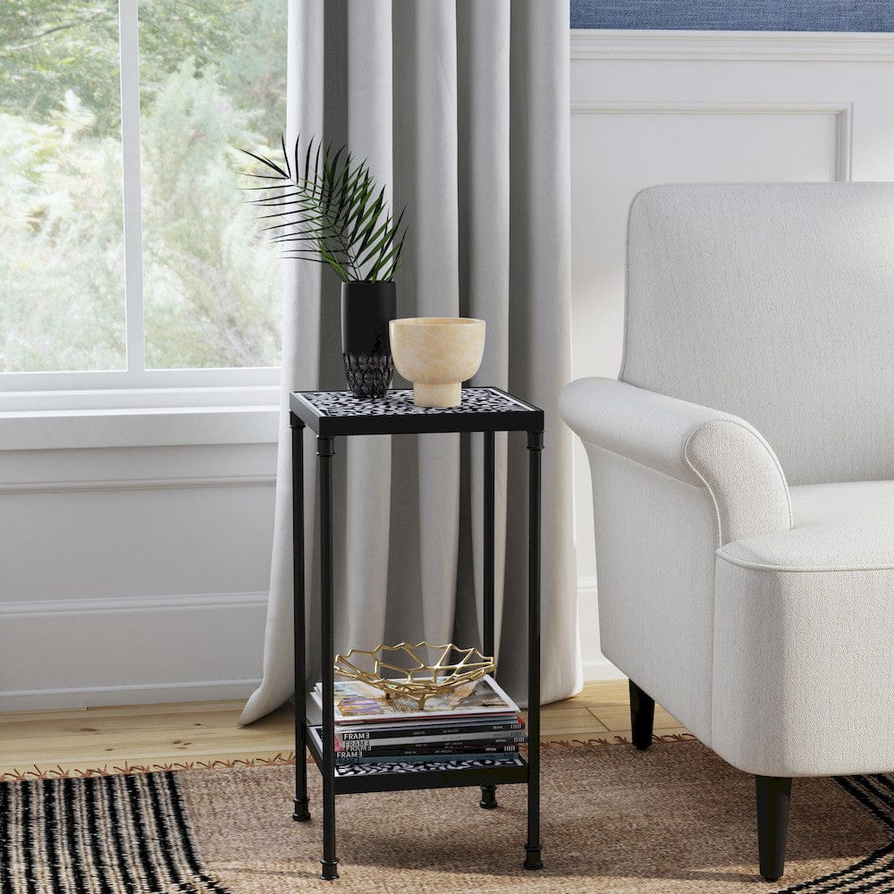 Butler Specialty Company - Lana 11.75 in. W Square Bone Inlay & Metal Side Table, Black/White - 5785318 view 7